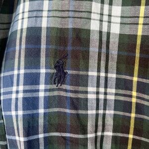 Ralph Lauren Men's Plaid T Shirt Short Sleeve Large Green Blue Yellow